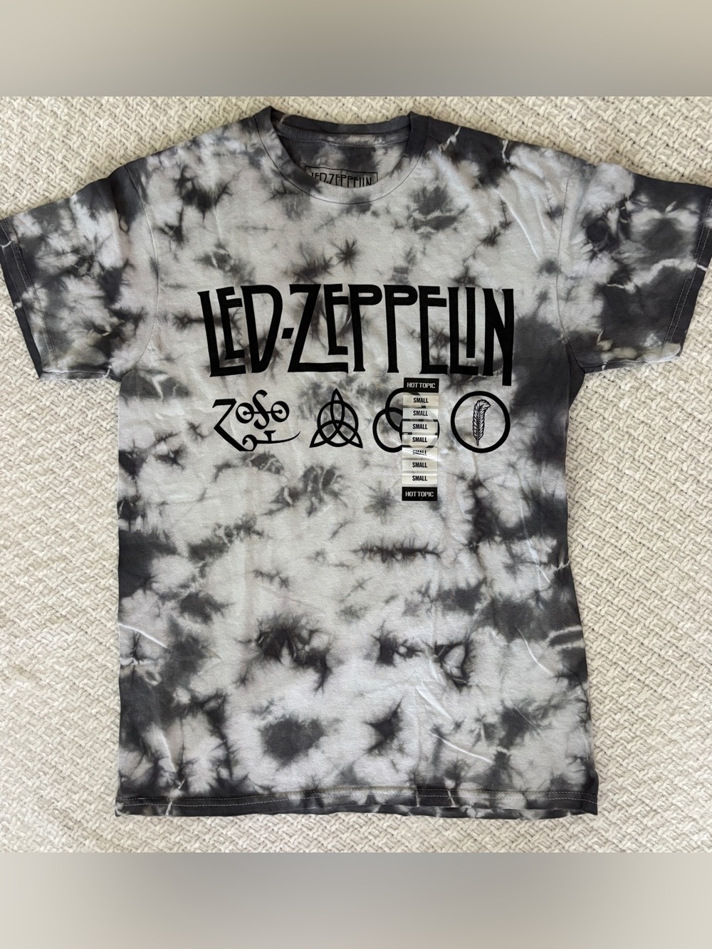 New! Led Zeppelin T-Shirt Gray Black 
Tyedye Short Sleeve Band Rock Tee SZ: S